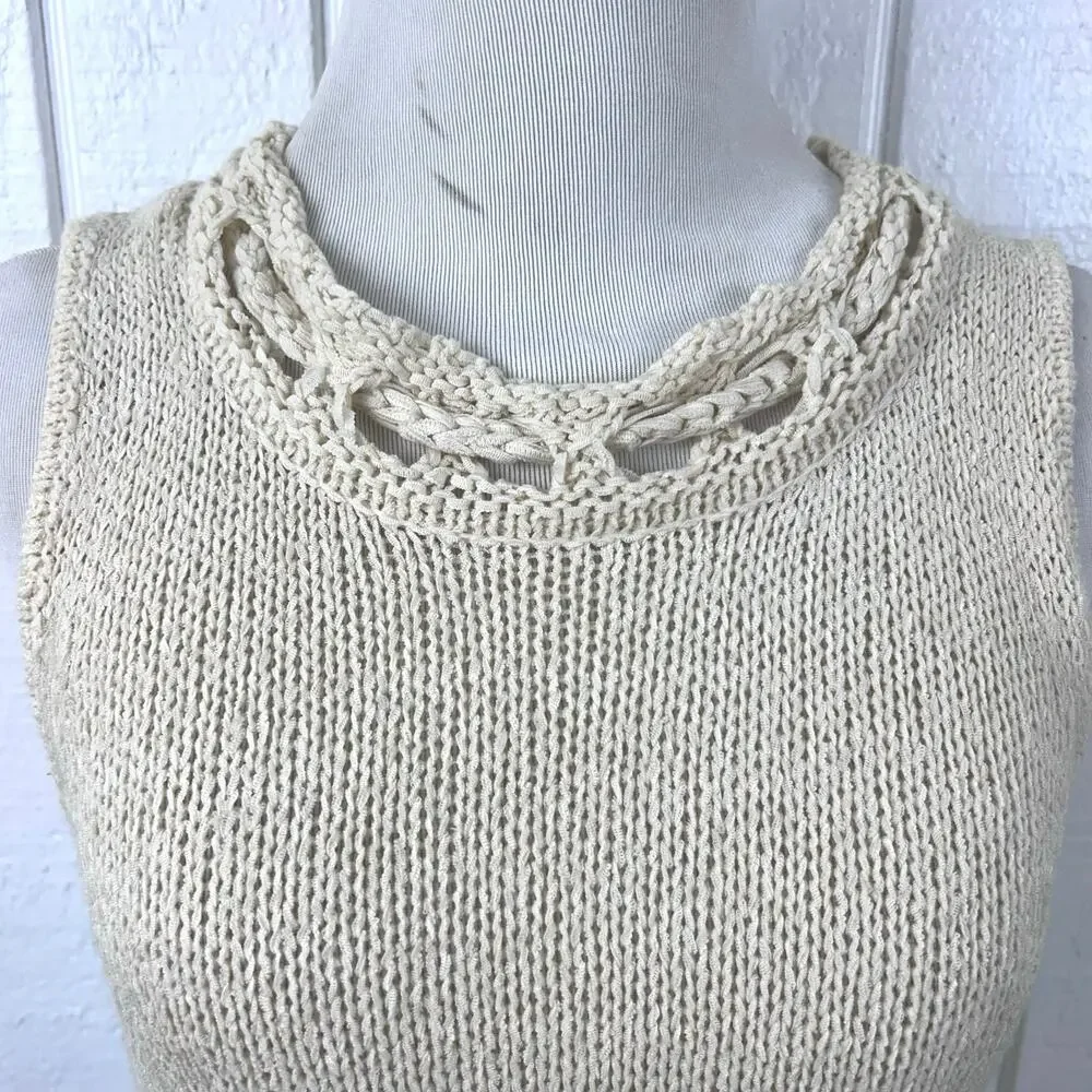 Anthropologie Pepin Crochet Fringe Knit Sweater Boho Cream Women S - Picture 2 of 8